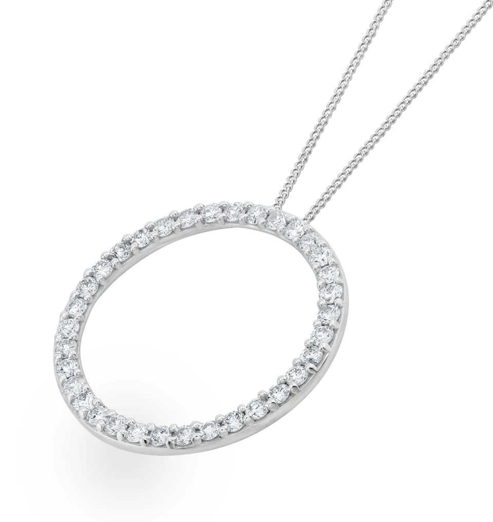 Lab Diamond Circle Necklace Pendant 1 Carat Set in 925 Silver