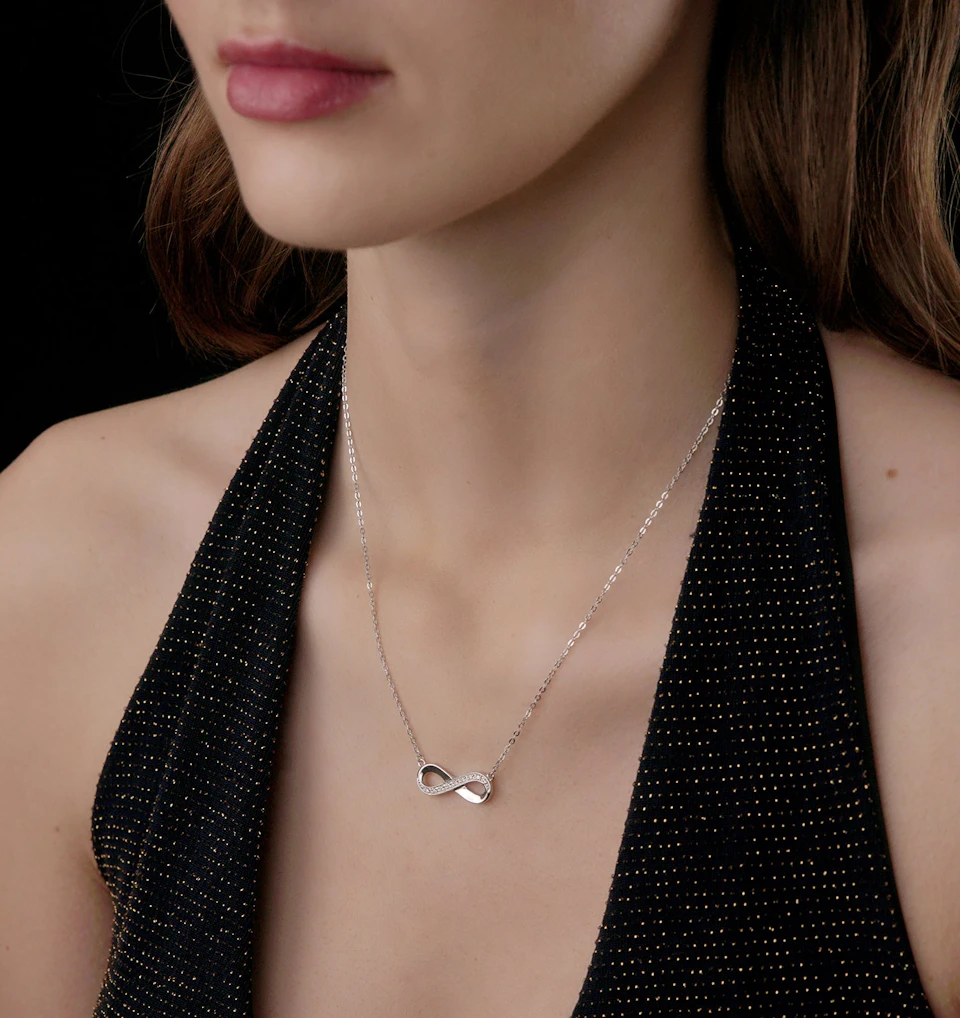 Infinity Necklace Lab Diamonds in 925 Sterling Silver