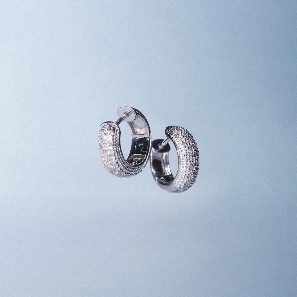Huggie Earrings 0.33ct Diamond 9K White Gold