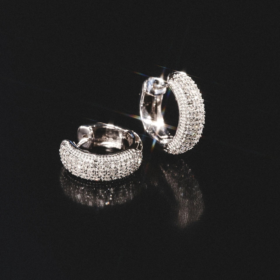 Huggie Earrings 0.33ct Diamond 9K White Gold