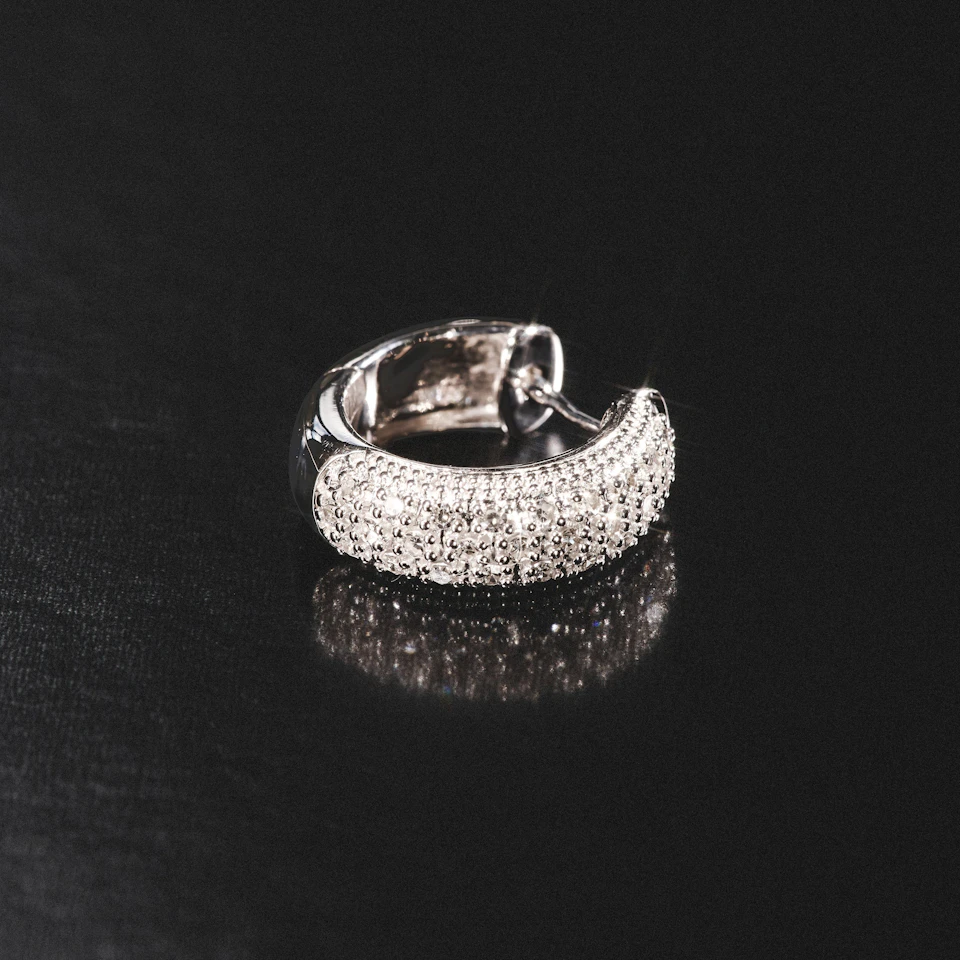 Huggie Earrings 0.33ct Diamond 9K White Gold
