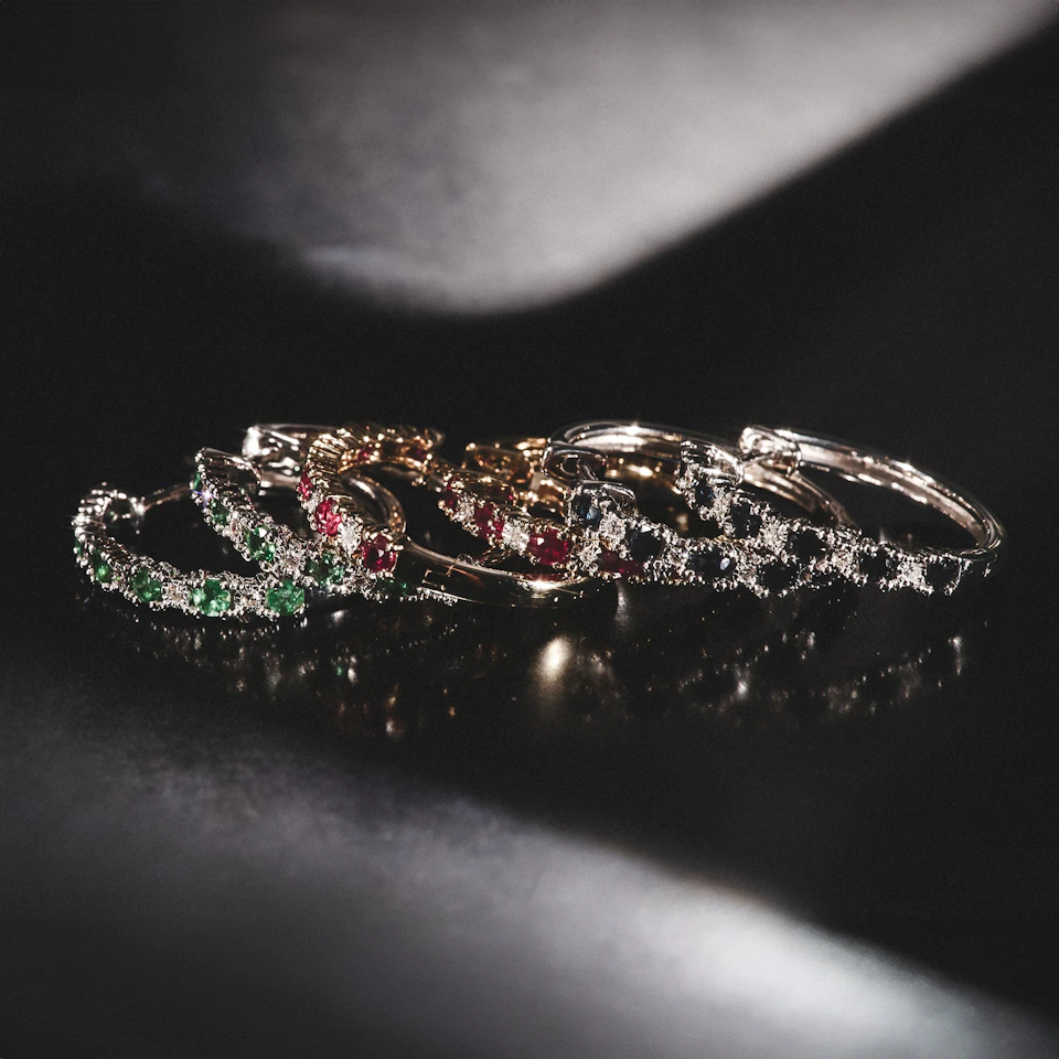 Emerald and 0.50ct Diamond Asteria Eternity Ring 18K White Gold
