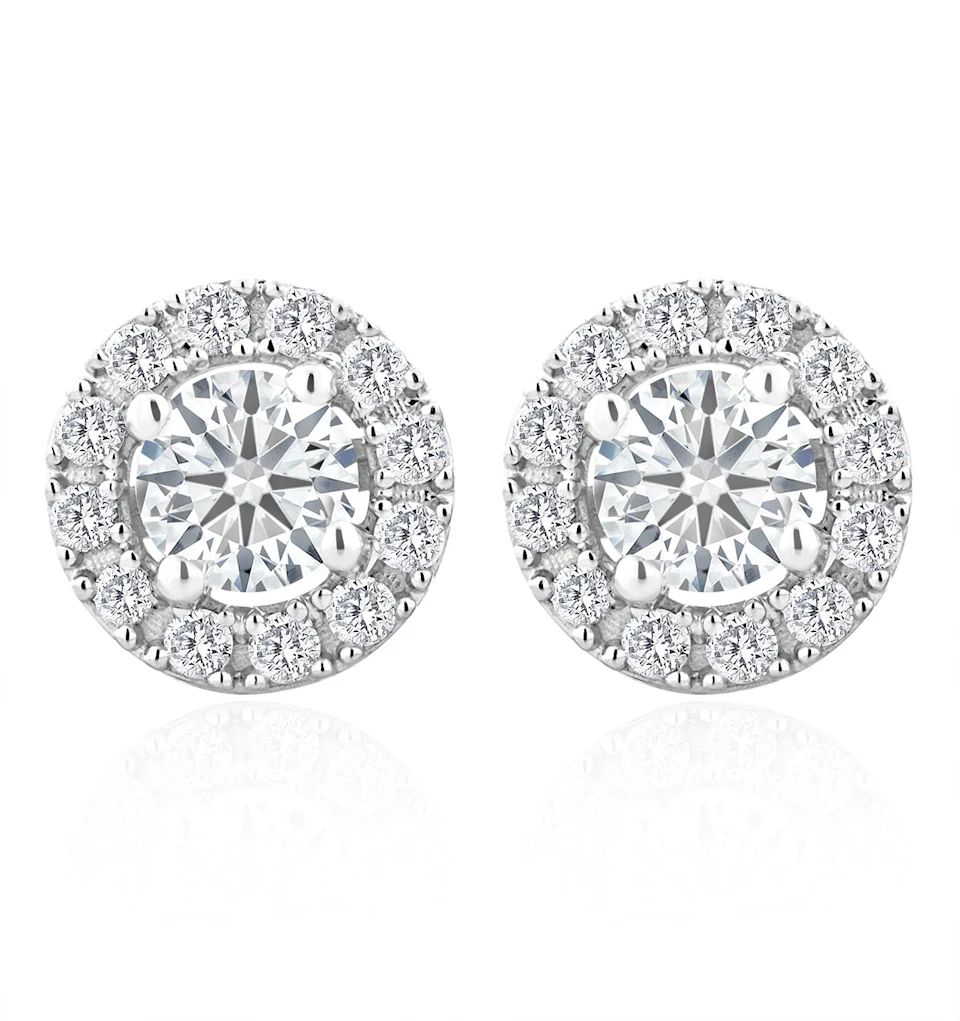 Halo Lab Diamond Earrings 1.00ct H/Si in 9K White Gold