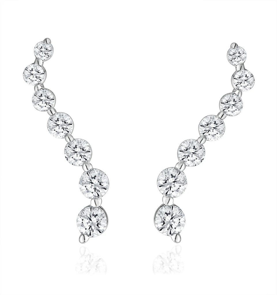 Lab Diamond Ear Climber Life Journey Earrings 1.00ct H/Si 9KW Gold