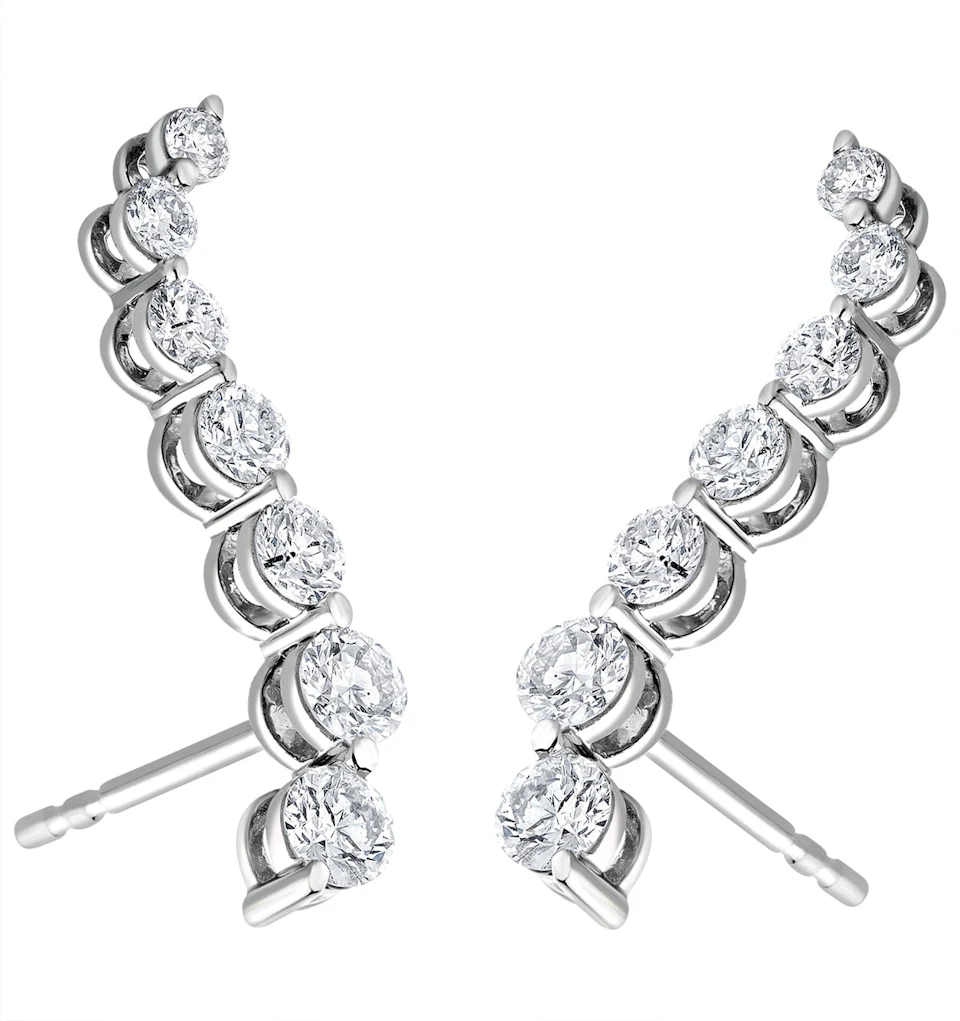 Lab Diamond Ear Climber Life Journey Earrings 1.00ct H/Si 9KW Gold