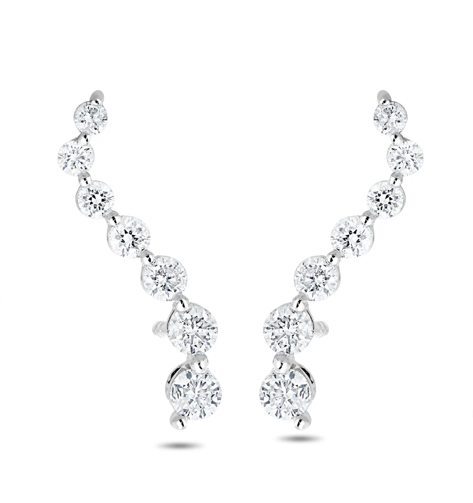 Ear Climber Life Journey 0.50ct Lab Diamond Earrings 9K White Gold