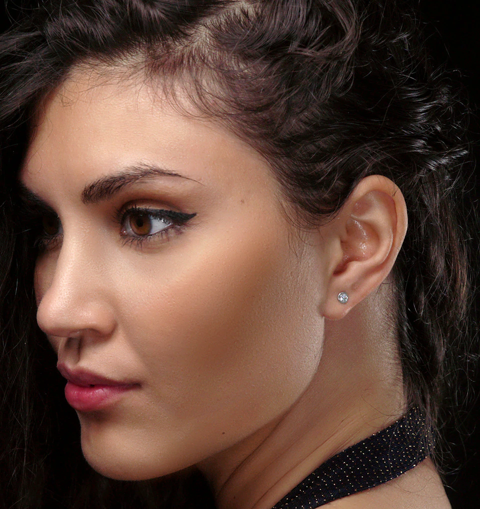 0.20ct Lab Diamond Rub Over Studs Earrings in 9K Gold - 4.6mm