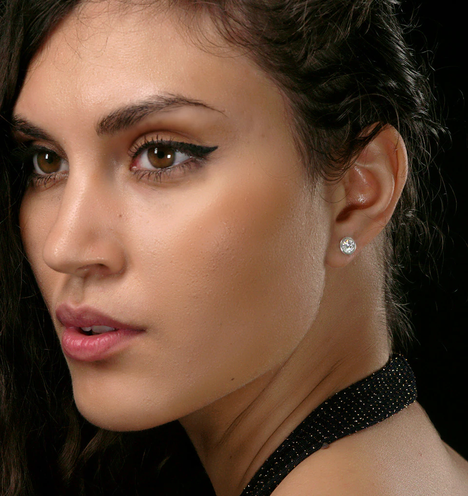 1.00ct Lab Diamond Rub Over Stud Earrings in 9K Gold - 7.8mm