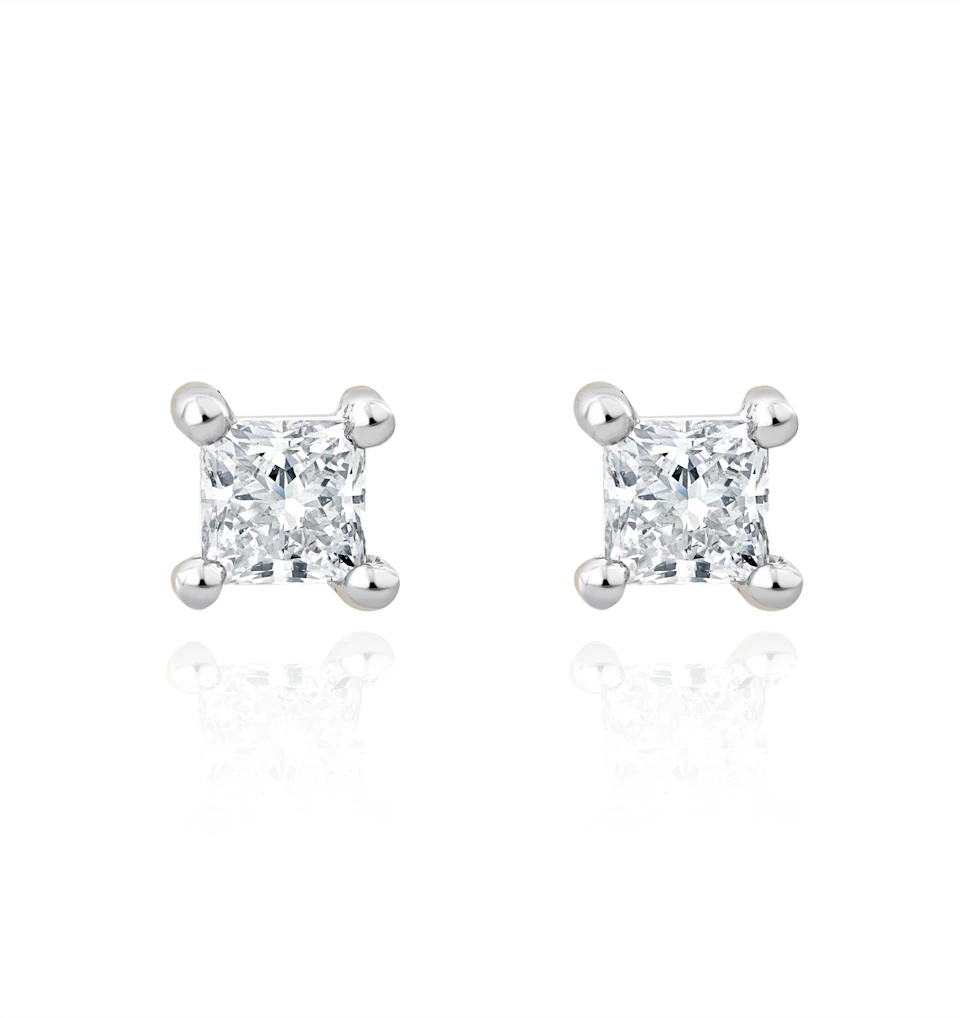 Princess Cut Lab Diamond Studs Earrings 0.20ct in 9K White Gold