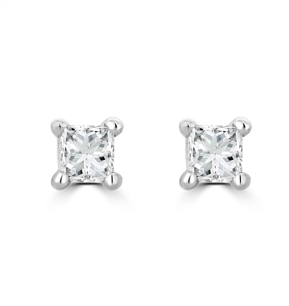 Princess Cut Lab Diamond Studs Earrings 0.30ct in 9K White Gold