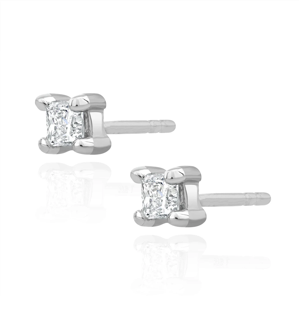 Princess Cut Lab Diamond Studs Earrings 0.30ct in 9K White Gold