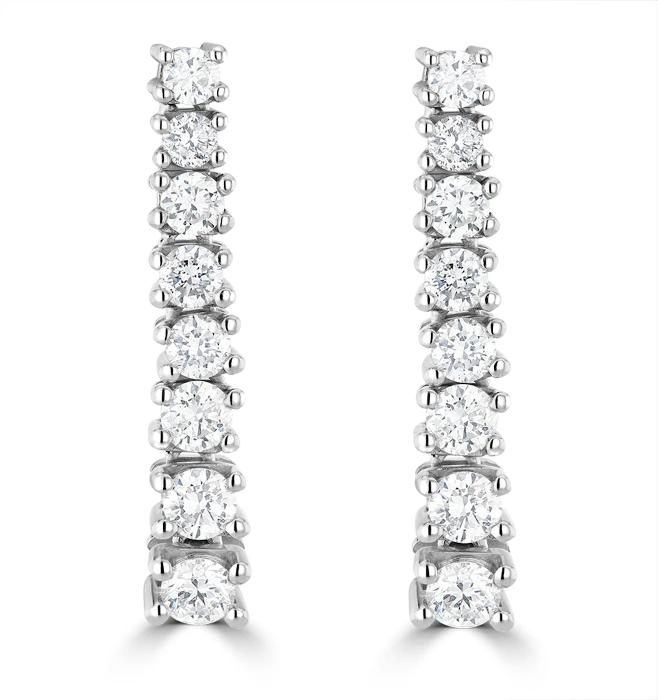 1ct Lab Diamond Life Journey Drop Earrings Set in 9K White Gold