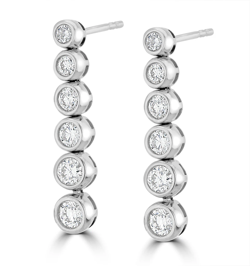 1ct Lab Diamond Life Journey Rub Over Drop Earrings in 9K White Gold