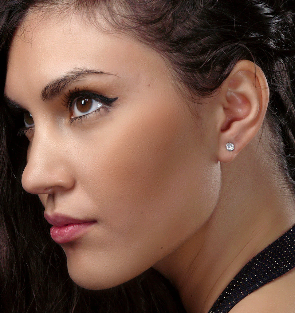 0.50ct Lab Diamond Rub Over Studs Earrings in 9K White Gold - 5.6mm