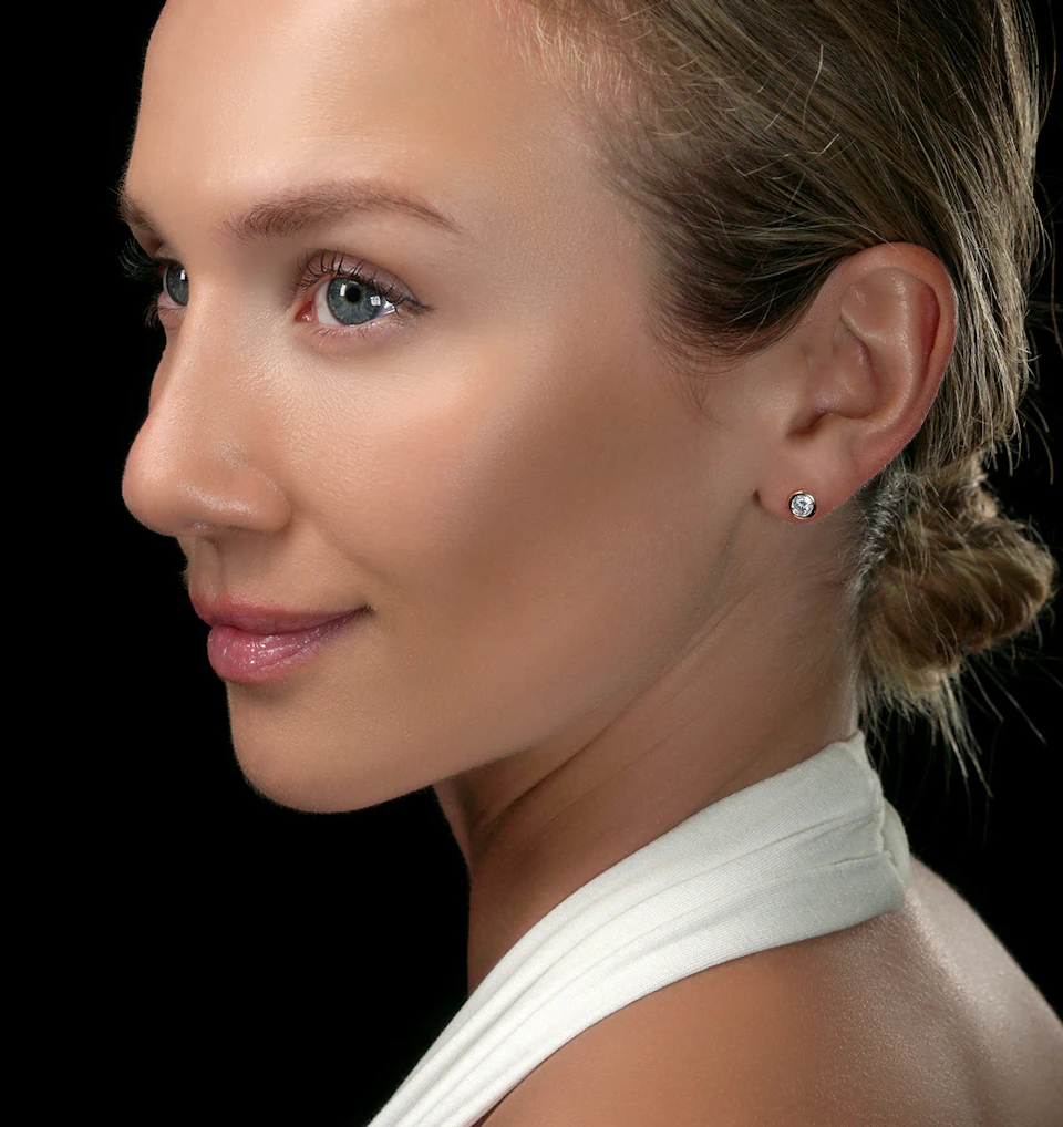 0.50ct Lab Diamond Rub Over Studs Earrings in 9K Gold - 5.6mm