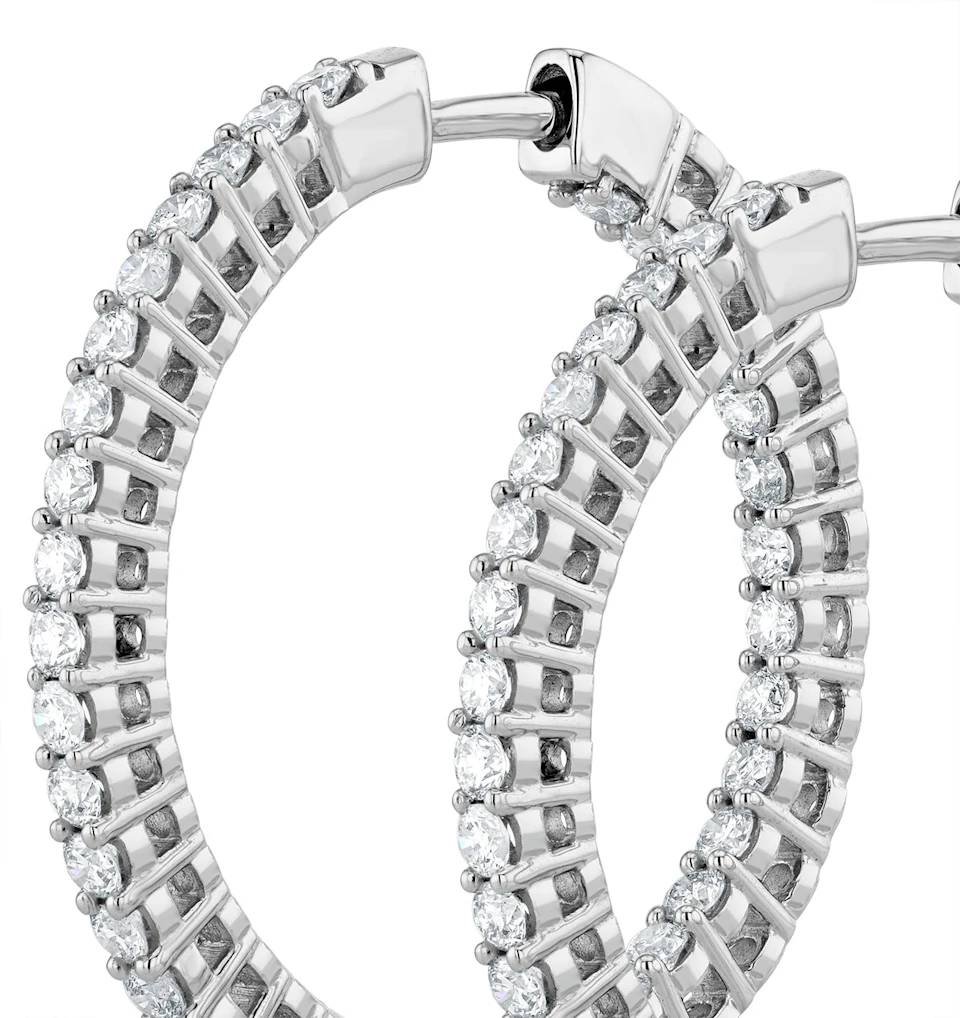 2.00ct Lab Diamond Hoop Earrings H/Si Quality in 9K White Gold - 32mm