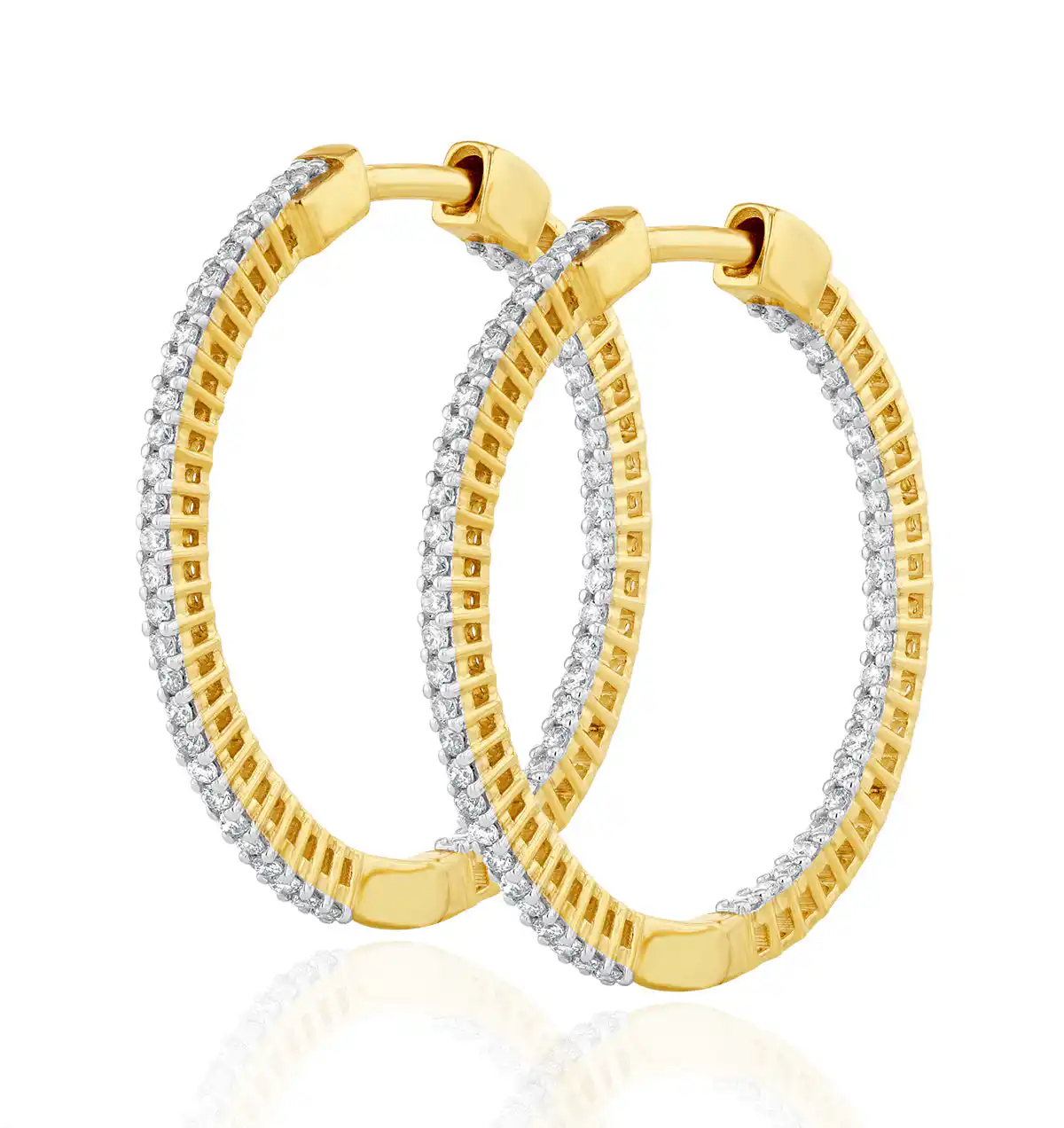 0.50ct Lab Diamond Hoops Earrings H/Si Quality in 9K Gold - 26mm
