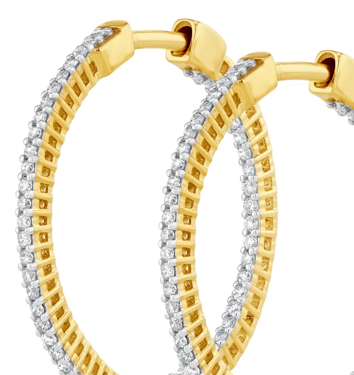 0.50ct Lab Diamond Hoops Earrings H/Si Quality in 9K Gold - 26mm