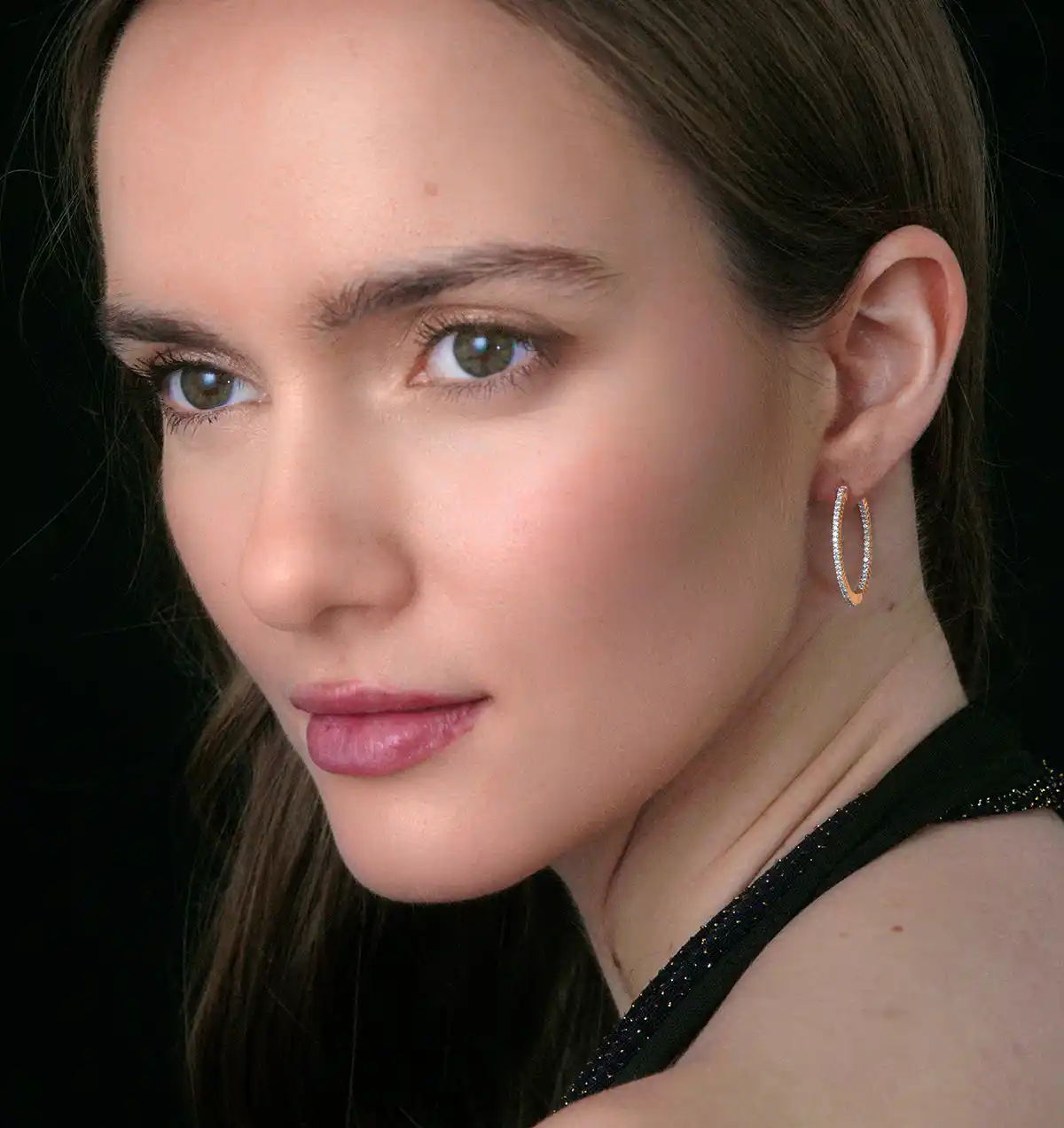 0.50ct Lab Diamond Hoops Earrings H/Si Quality in 9K Gold - 26mm