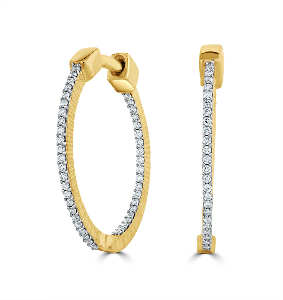 0.25ct Lab Diamond Hoop Earrings H/Si Quality in 9K Gold - 21mm