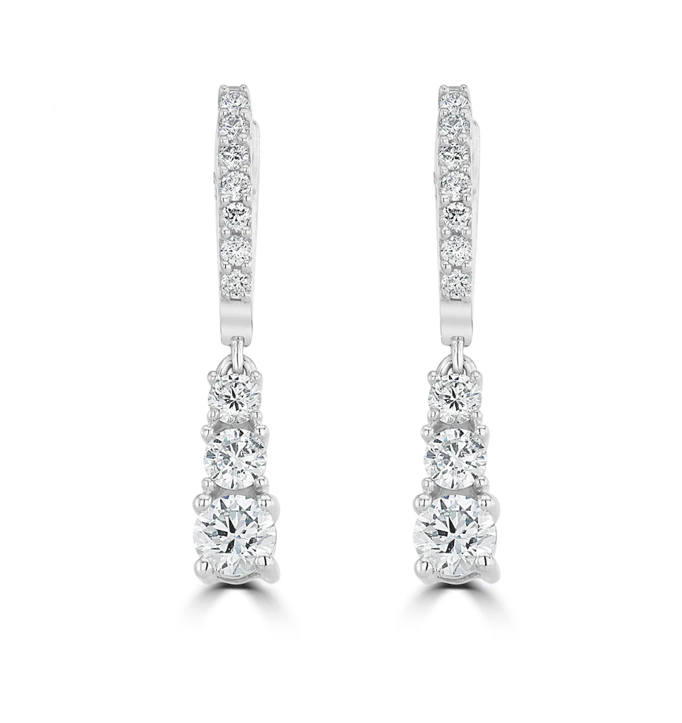 Lab Diamonds Drop Earrings 1ct Set in 9K White Gold