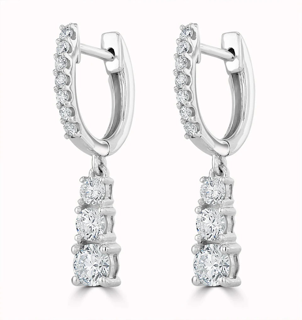 Lab Diamonds Drop Earrings 1ct Set in 9K White Gold