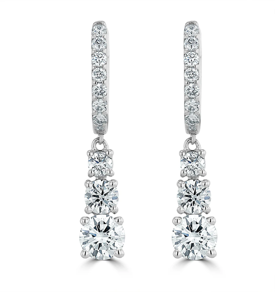 Lab Diamonds Drop Earrings 2ct Set in 9K White Gold