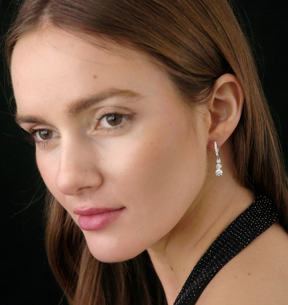 Lab Diamonds Drop Earrings 2ct Set in 9K White Gold