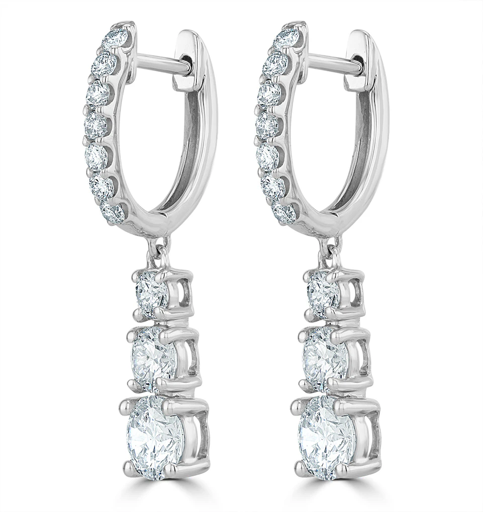 Lab Diamonds Drop Earrings 2ct Set in 9K White Gold