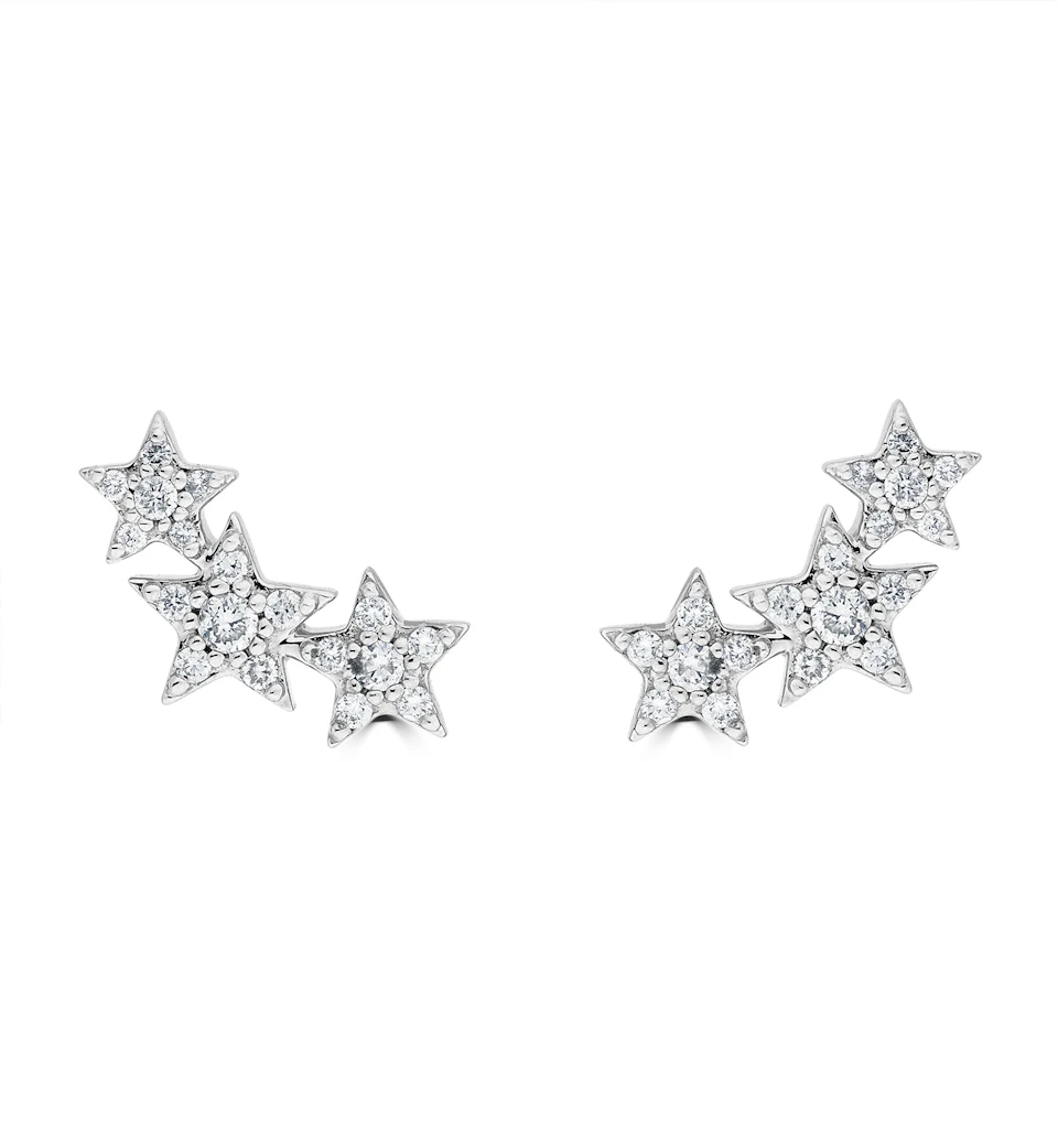 Ear Climbers Earrings Lab Diamond 0.20ct in 925 Sterling Silver