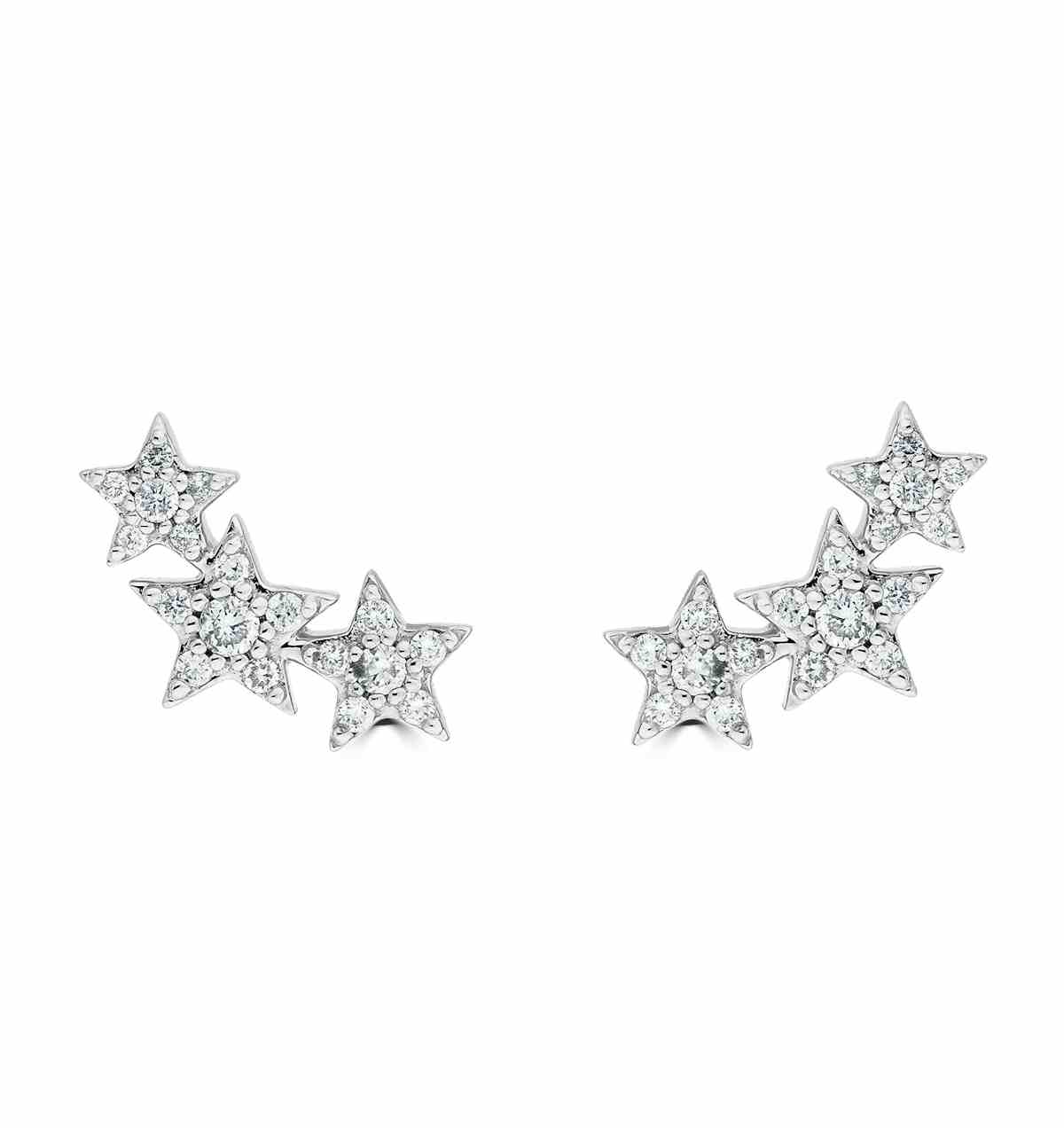 Ear Climbers Earrings Lab Diamond 0.20ct in 925 Sterling Silver