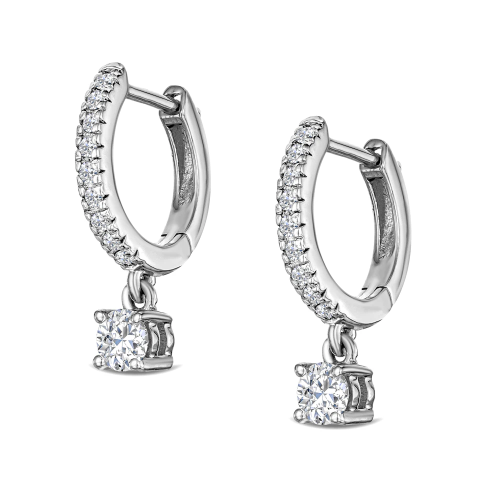 Stellato Huggie Drop Lab Diamond Earrings 0.50ct in 925 Sterling Silver