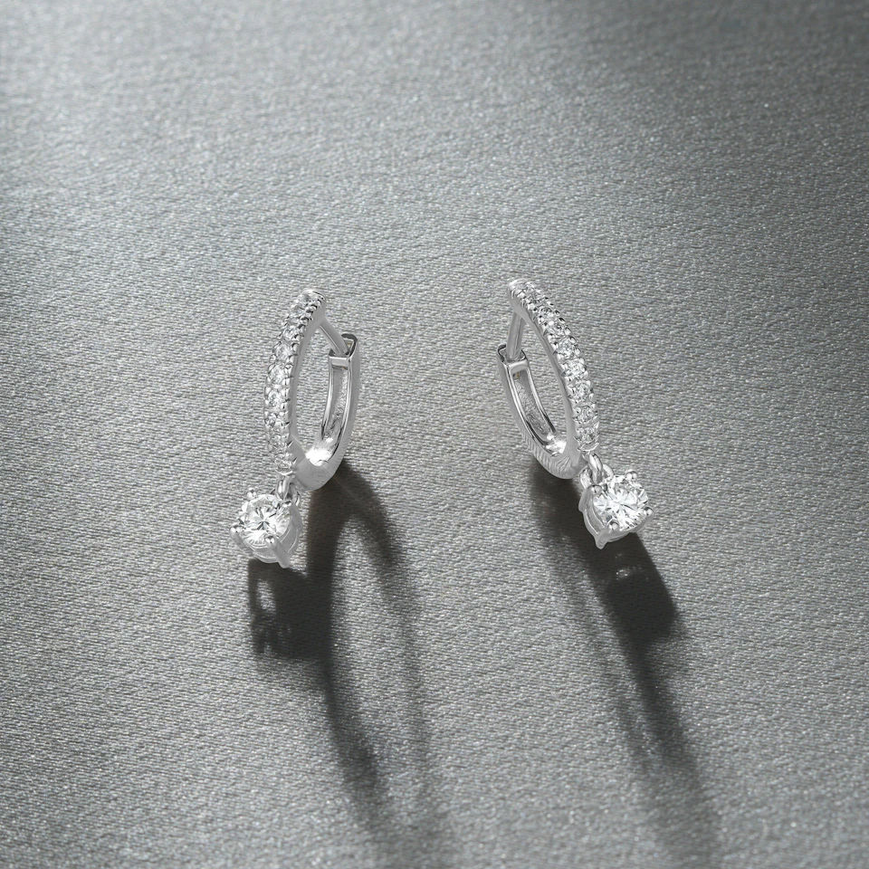Stellato Huggie Drop Lab Diamond Earrings 0.50ct in 925 Sterling Silver