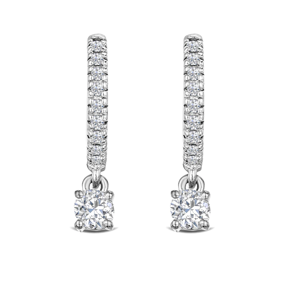Stellato Huggie Drop Lab Diamond Earrings 0.50ct in 925 Sterling Silver