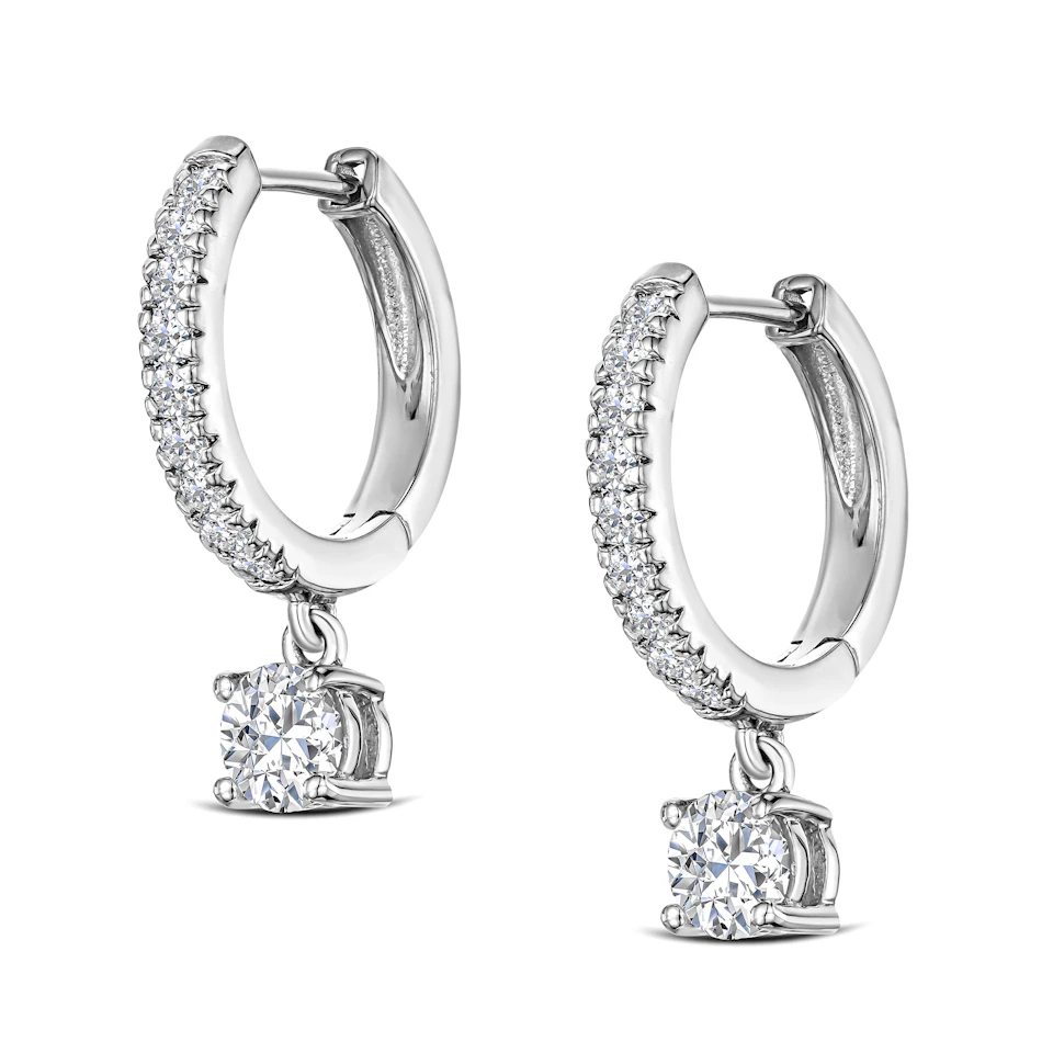 Stellato Huggie Drop Lab Diamond Earrings 1.00ct in 925 Sterling Silver
