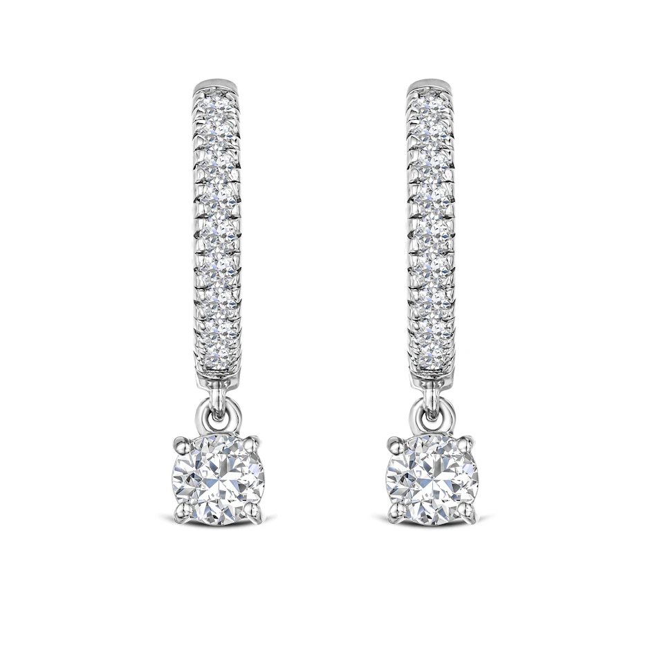 Stellato Huggie Drop Lab Diamond Earrings 1.00ct in 925 Sterling Silver