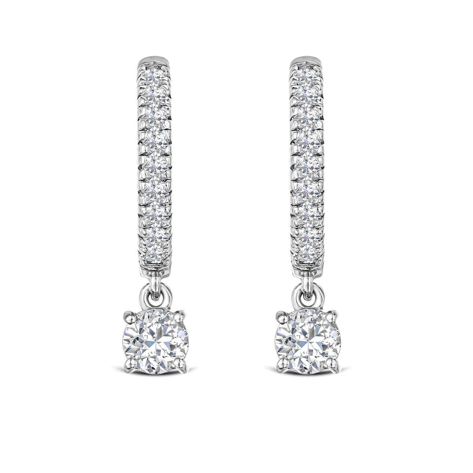 Stellato Hoop Drop Lab Diamond Earrings 1.00ct in 9K White Gold