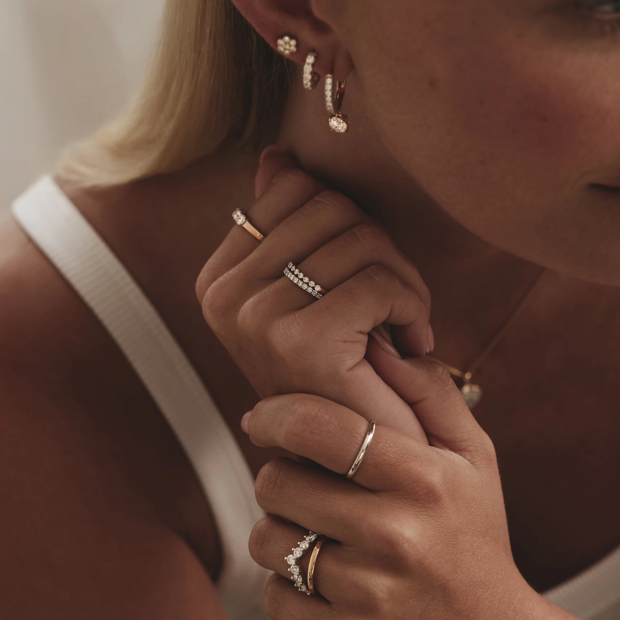 Stellato Hoop Drop Lab Diamond Earrings 2.00ct in 9K Gold