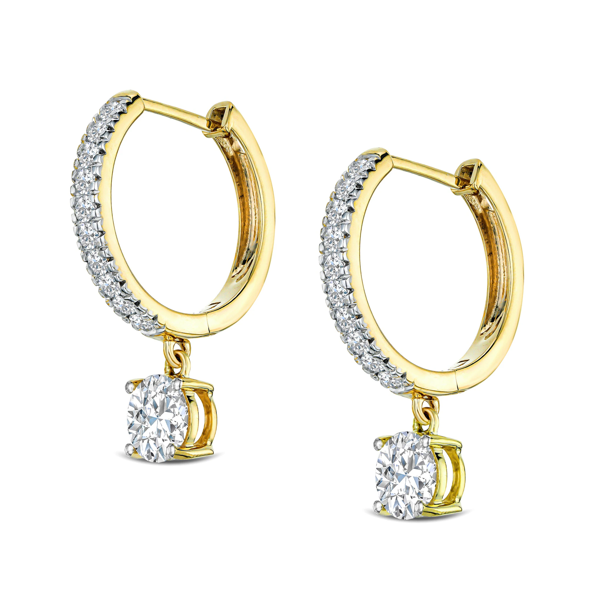Stellato Hoop Drop Lab Diamond Earrings 2.00ct in 9K Gold