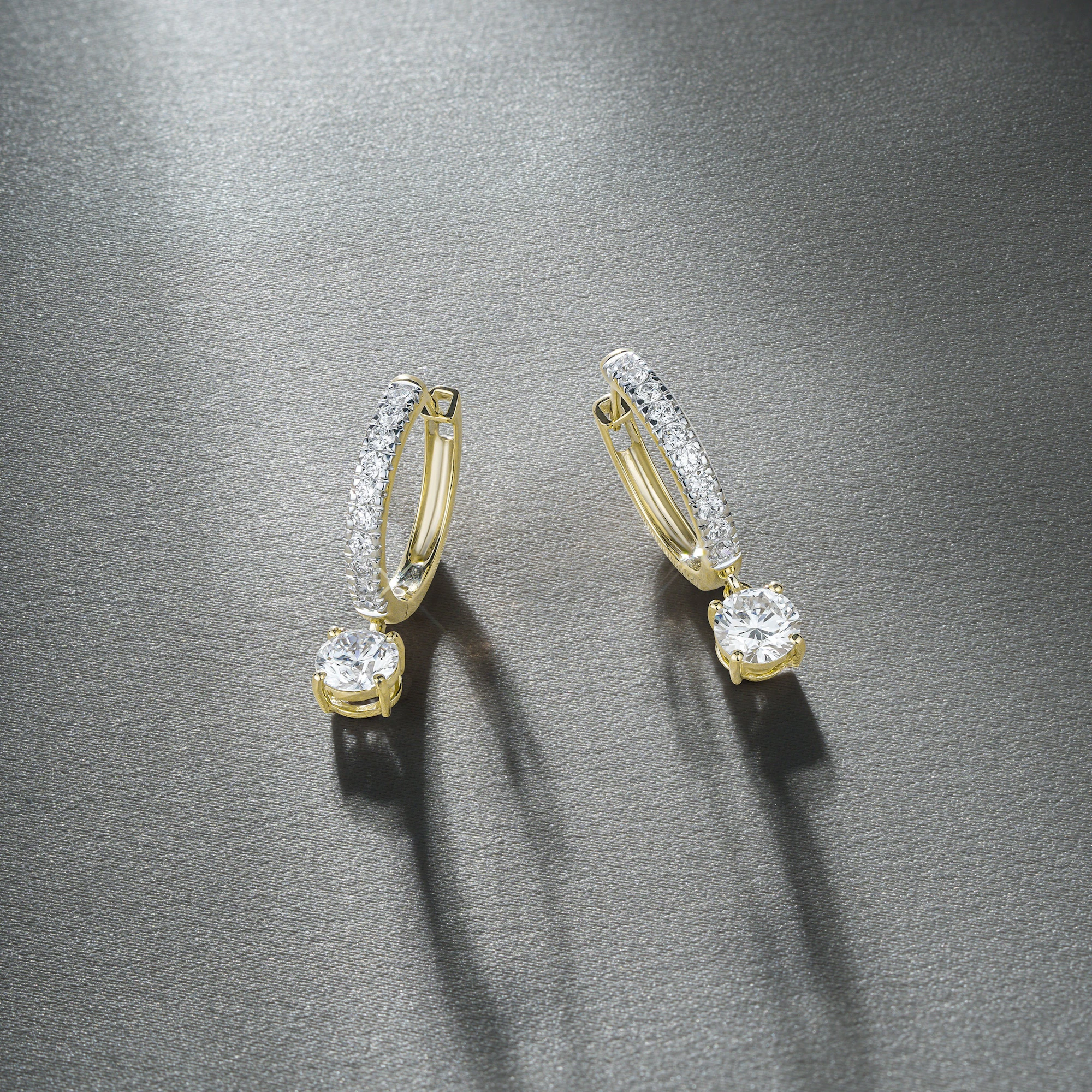 Stellato Hoop Drop Lab Diamond Earrings 2.00ct in 9K Gold
