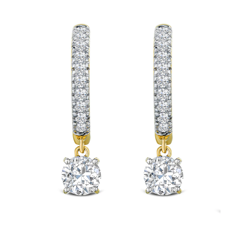 Stellato Hoop Drop Lab Diamond Earrings 2.00ct in 9K Gold