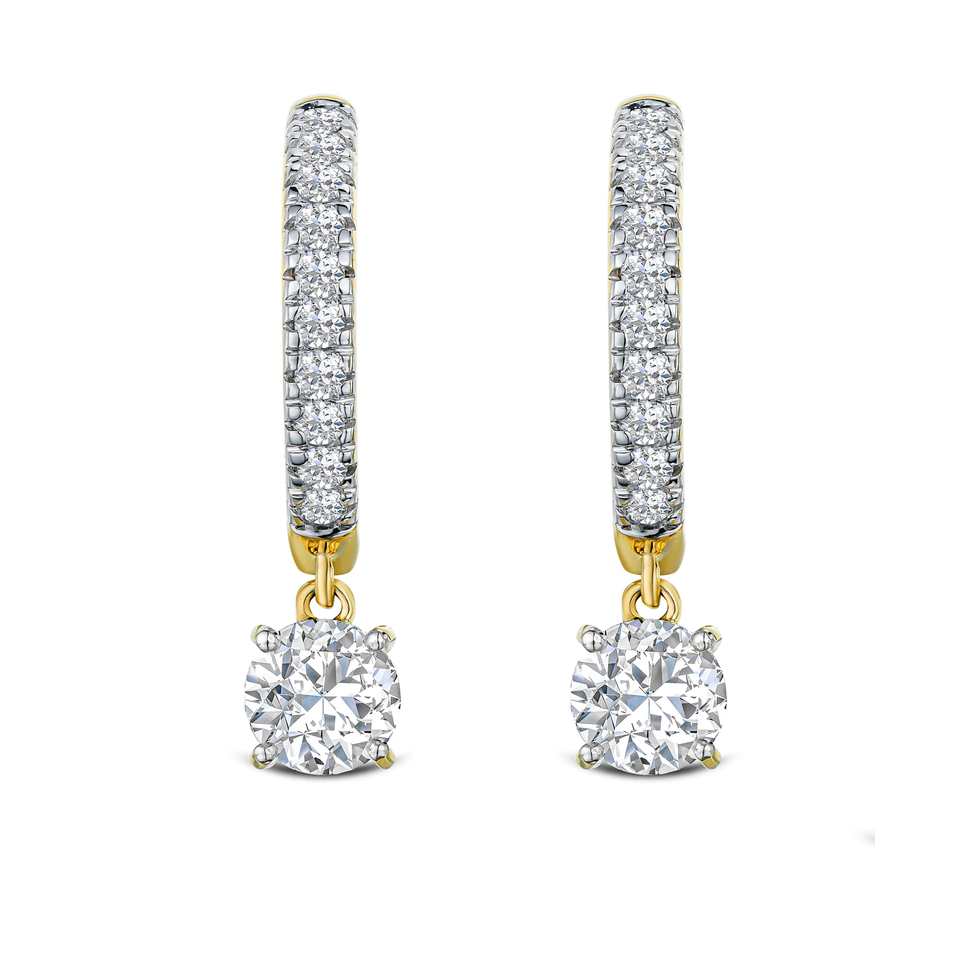 Stellato Hoop Drop Lab Diamond Earrings 2.00ct in 9K Gold