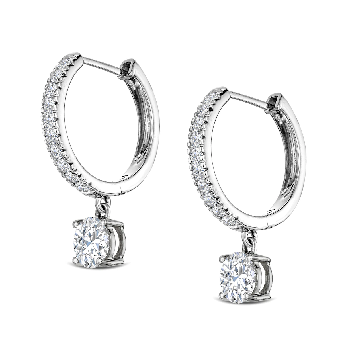 Stellato Hoop Drop Lab Diamond Earrings 2.00ct in 9K White Gold