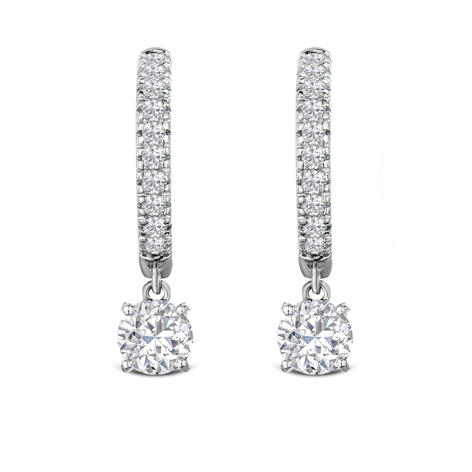 Stellato Hoop Drop Lab Diamond Earrings 2.00ct in 9K White Gold