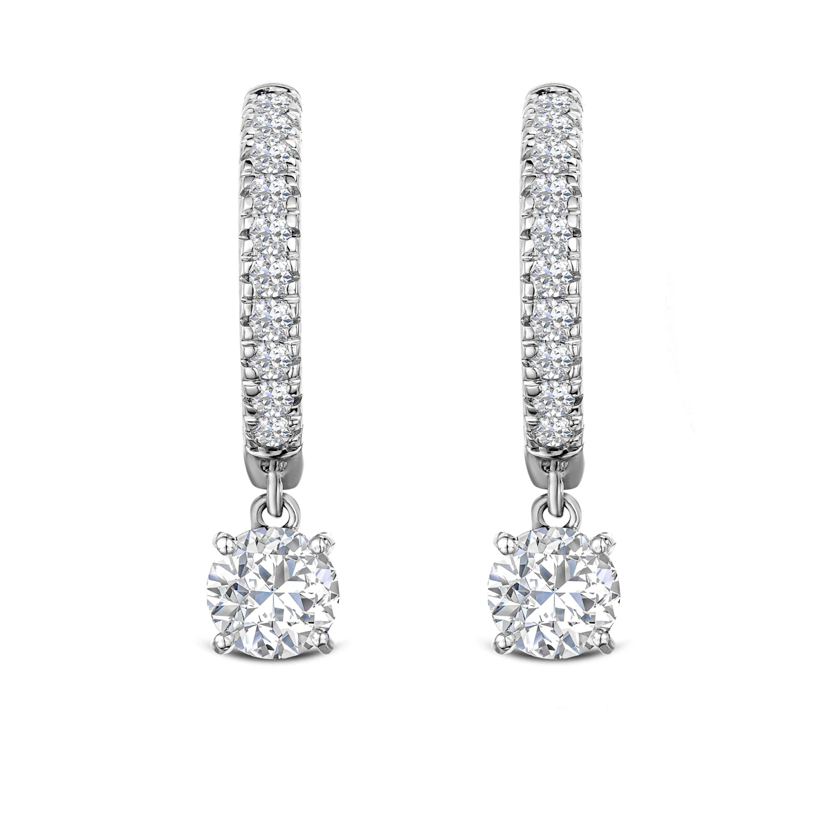Stellato Hoop Drop Lab Diamond Earrings 2.00ct in 9K White Gold