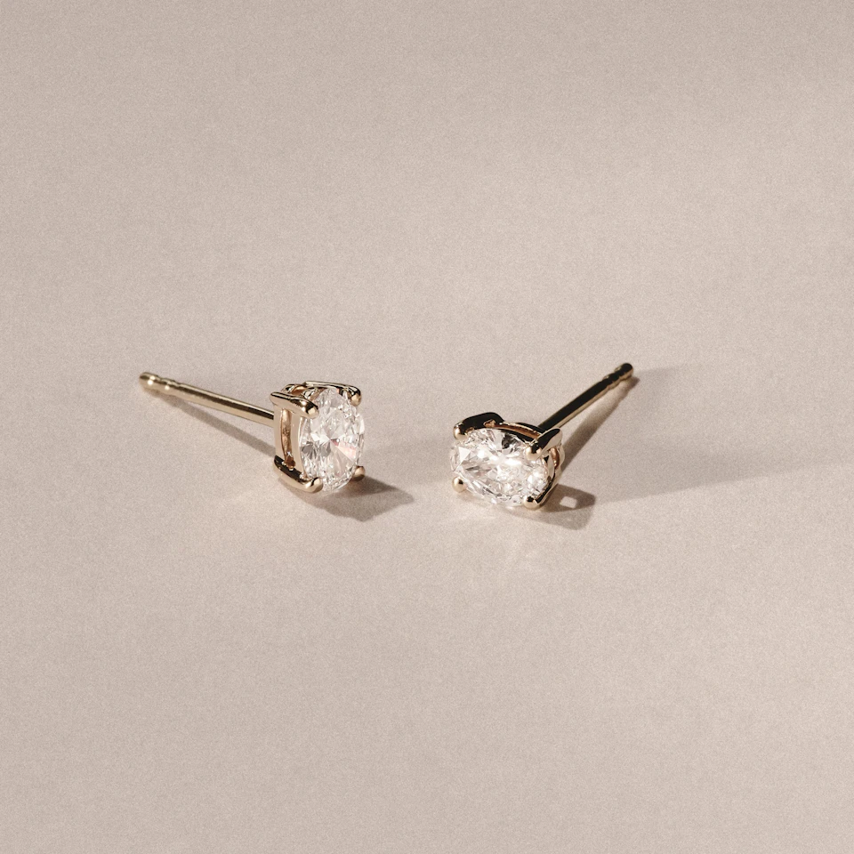 Naomi Oval Cut Lab Diamond Stud Earrings 0.50ct H/SI in 9K Gold