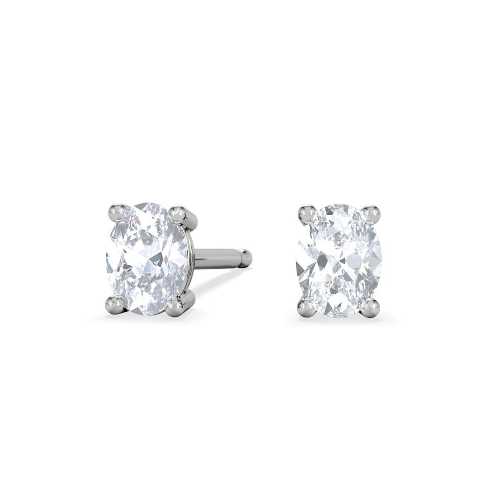 Naomi Oval Cut Lab Diamond Stud Earrings 0.50ct H/SI in 9K White Gold