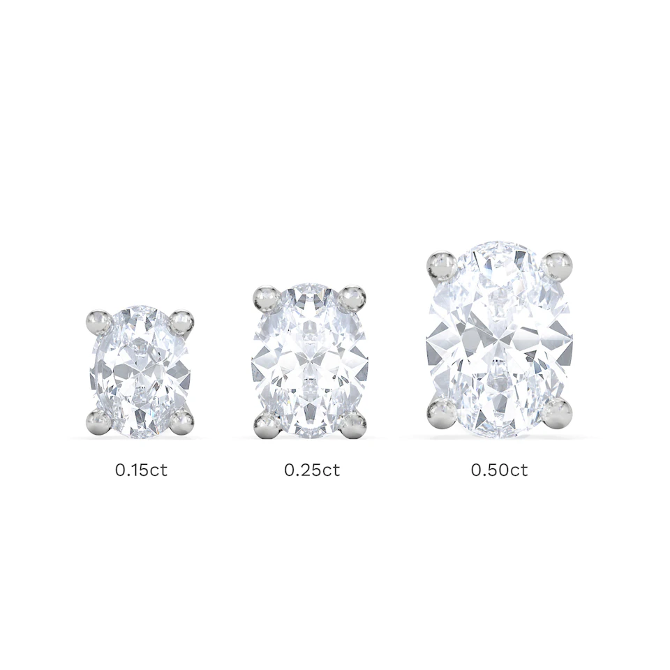 Naomi Oval Cut Lab Diamond Stud Earrings 0.50ct H/SI in 9K White Gold