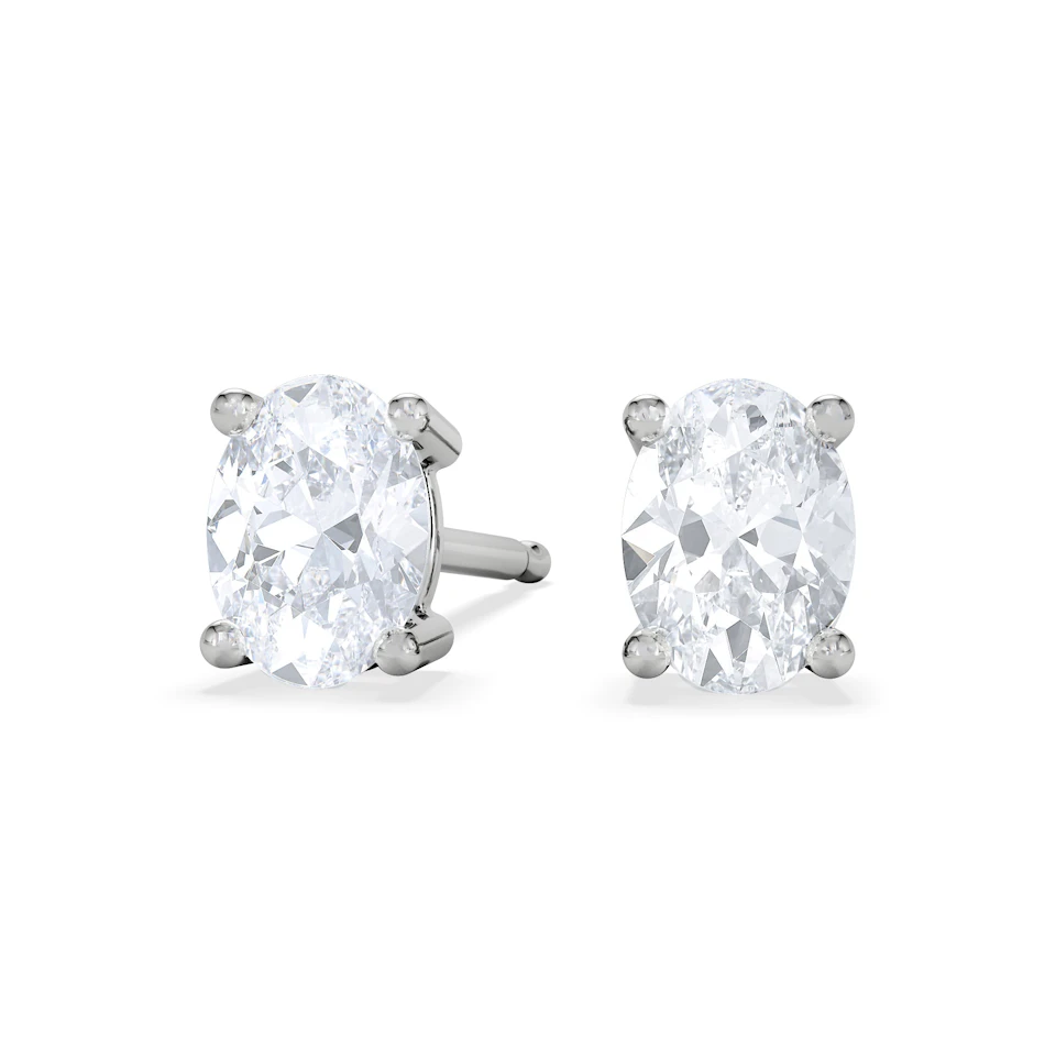 Naomi Oval Cut Lab Diamond Stud Earrings 1.00ct H/SI in 9K White Gold
