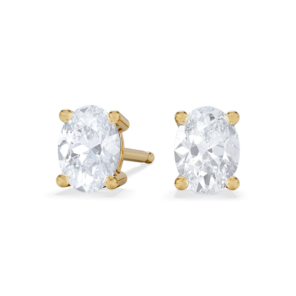 Naomi Oval Cut Lab Diamond Stud Earrings 1.00ct H/SI in 9K Gold